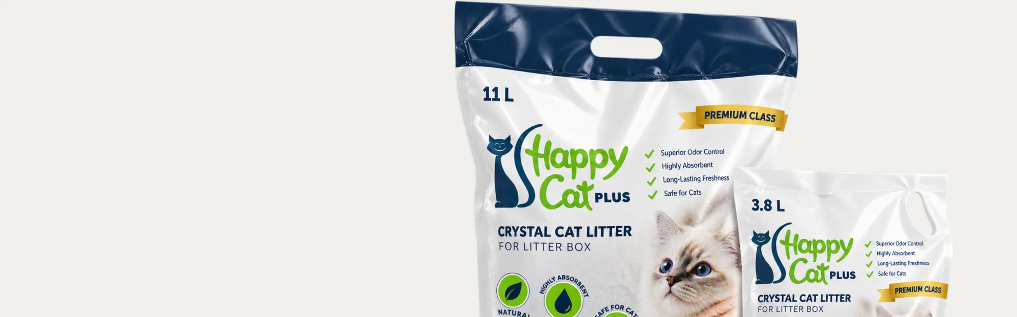Happy Cat Plus crystal cat litter packs