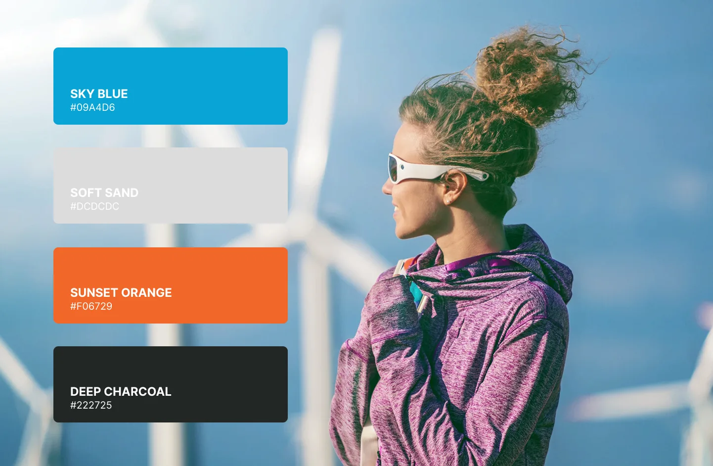 Brand colour palette applied over lifestyle photography